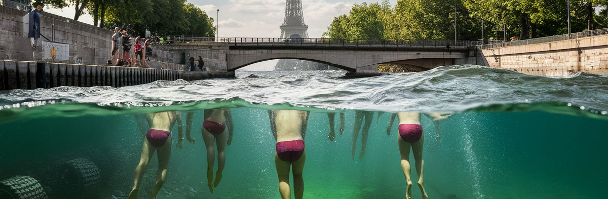 Nageurs dans la seine durant les JO de Paris 2024
